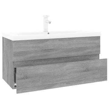 Stylish Sink Cabinet with Built-in Basin - Grey Sonoma