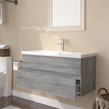 Stylish Sink Cabinet with Built-in Basin - Grey Sonoma