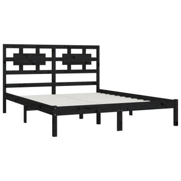 Black Solid Wood Pine Bed Frame 140x200 cm | Hipomarket