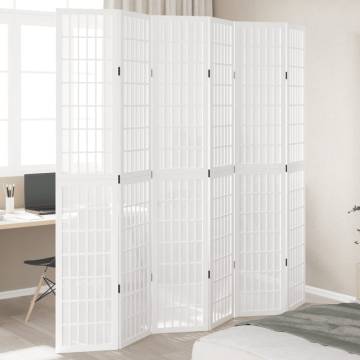 Elegant 6-Panel White Solid Wood Room Divider - HipoMarket