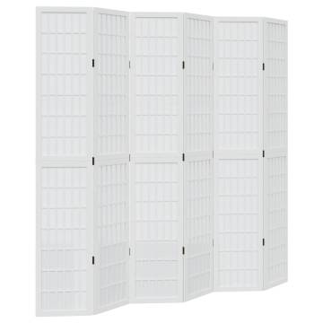 Elegant 6-Panel White Solid Wood Room Divider - HipoMarket