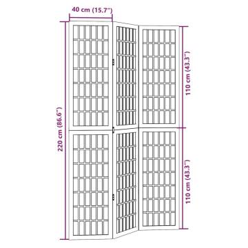 Elegant 3 Panel Room Divider - Solid Wood Paulownia - Hipomarket