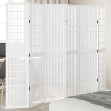 Elegant 6-Panel White Solid Wood Room Divider - Hipomarket