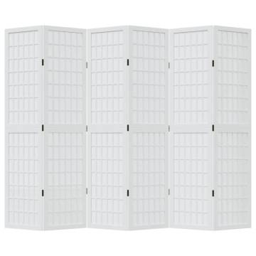 Elegant 6-Panel White Solid Wood Room Divider - Hipomarket