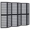 Elegant 6-Panel Black Room Divider - Solid Wood Paulownia