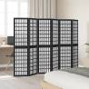 Elegant 6-Panel Black Room Divider - Solid Wood Paulownia