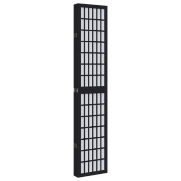 Elegant 6-Panel Black Room Divider - Solid Wood Paulownia