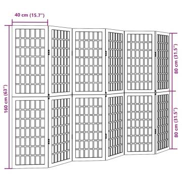 Elegant 6-Panel Black Room Divider - Solid Wood Paulownia