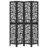 Stylish 4 Panels Black Solid Wood Room Divider - HipoMarket