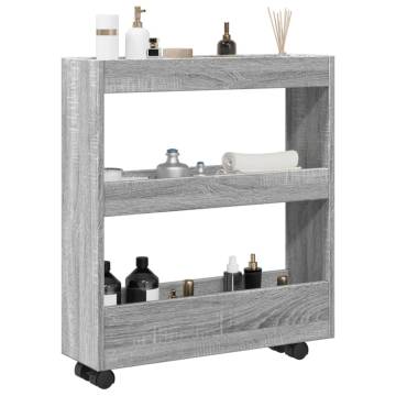 Narrow Storage Trolley 3 Tier Grey Sonoma - Hipomarket UK