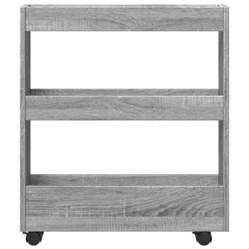 Narrow Storage Trolley 3 Tier Grey Sonoma - Hipomarket UK