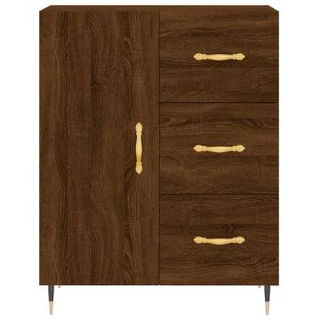 Stylish Highboard Brown Oak | 69.5x34x180 cm Engineered Wood