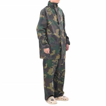 Mens Camo Print 2-Piece Rain Suit with Hood - Lightweight & Durable