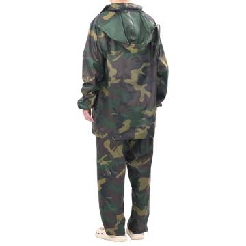 Mens Camo Print 2-Piece Rain Suit with Hood - Lightweight & Durable