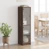 Elegant Highboard with Glass Doors - Brown Oak 35x37x142 cm