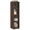 Elegant Highboard with Glass Doors - Brown Oak 35x37x142 cm