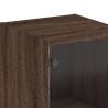 Elegant Highboard with Glass Doors - Brown Oak 35x37x142 cm