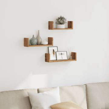 Wall Shelf Set of 3 - Artisian Oak Engineered Wood | HipoMarket