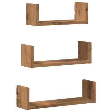 Wall Shelf Set of 3 - Artisian Oak Engineered Wood | HipoMarket