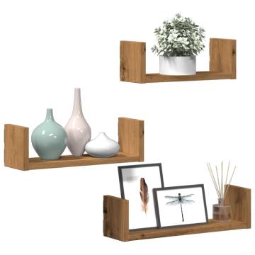 Wall Shelf Set of 3 - Artisian Oak Engineered Wood | HipoMarket