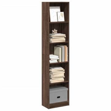 Brown Oak Bookcase - 40x24x176 cm | Quality Engineered Wood