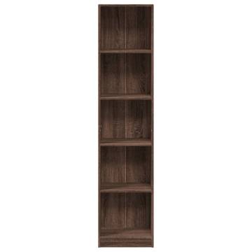 Brown Oak Bookcase - 40x24x176 cm | Quality Engineered Wood