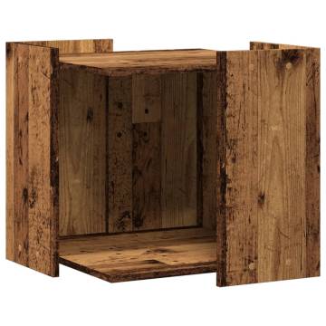 Cat Litter Box Enclosure in Old Wood - Stylish Storage Solution