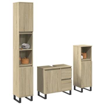 3 Piece Bathroom Furniture Set - Sonoma Oak | Hipo Market