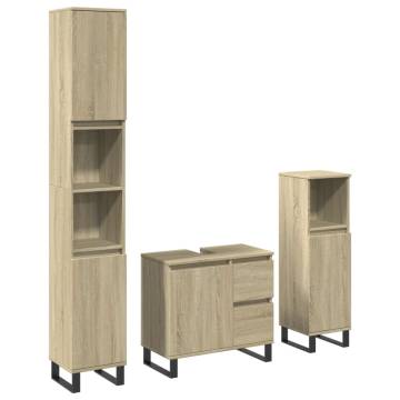 3 Piece Bathroom Furniture Set - Sonoma Oak | Hipo Market