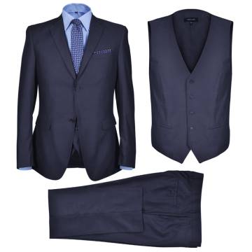 Three Piece Men's Business Suit - Size 54 Navy Blue