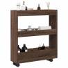  Narrow Storage Trolley 3 Tier Brown Oak Engineered Wood Colour brown oak 