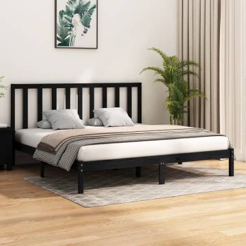 Black Solid Wood Pine Bed Frame 180x200 cm - Super King Size