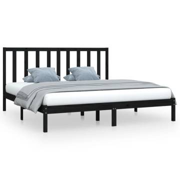 Black Solid Wood Pine Bed Frame 180x200 cm - Super King Size