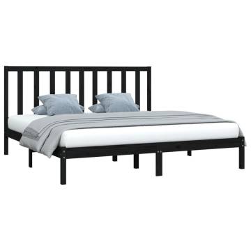 Black Solid Wood Pine Bed Frame 180x200 cm - Super King Size