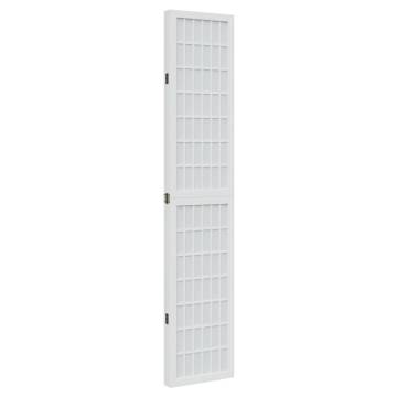 Elegant 4-Panel White Room Divider - Solid Paulownia Wood