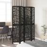 Elegant 4-Panel Black Solid Wood Room Divider | HipoMarket