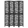 Elegant 4-Panel Black Solid Wood Room Divider | HipoMarket