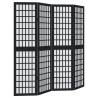 Elegant 4 Panel Black Solid Wood Room Divider - Hipomarket