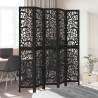 Elegant 5-Panel Black Solid Wood Room Divider | HipoMarket