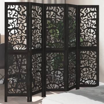 Elegant Black Solid Wood Room Divider - 5 Panels | HipoMarket