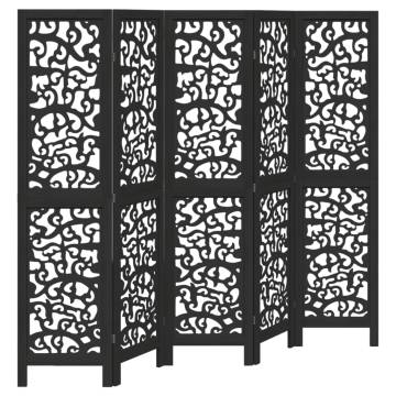 Elegant Black Solid Wood Room Divider - 5 Panels | HipoMarket