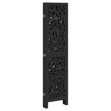 Elegant Black Solid Wood Room Divider - 5 Panels | HipoMarket