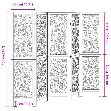 Elegant Black Solid Wood Room Divider - 5 Panels | HipoMarket