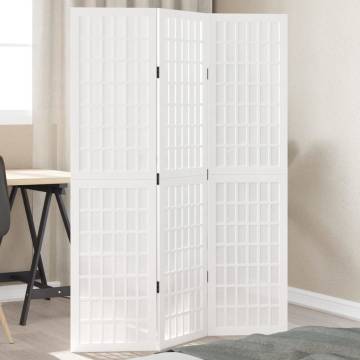 Elegant 3-Panel White Room Divider | Solid Paulownia Wood