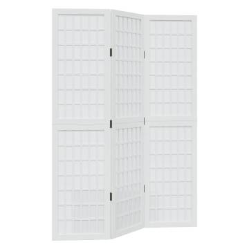 Elegant 3-Panel White Room Divider | Solid Paulownia Wood