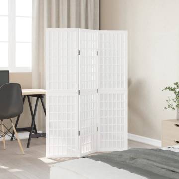 Elegant 3-Panel White Room Divider | Solid Paulownia Wood