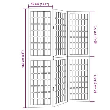 Elegant 3-Panel White Room Divider | Solid Paulownia Wood