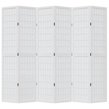 Elegant 6 Panel White Room Divider | Solid Wood Paulownia