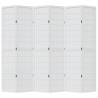 Elegant 6 Panel White Room Divider | Solid Wood Paulownia