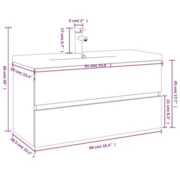 Sink Cabinet with Built-in Basin - Grey Sonoma Wood